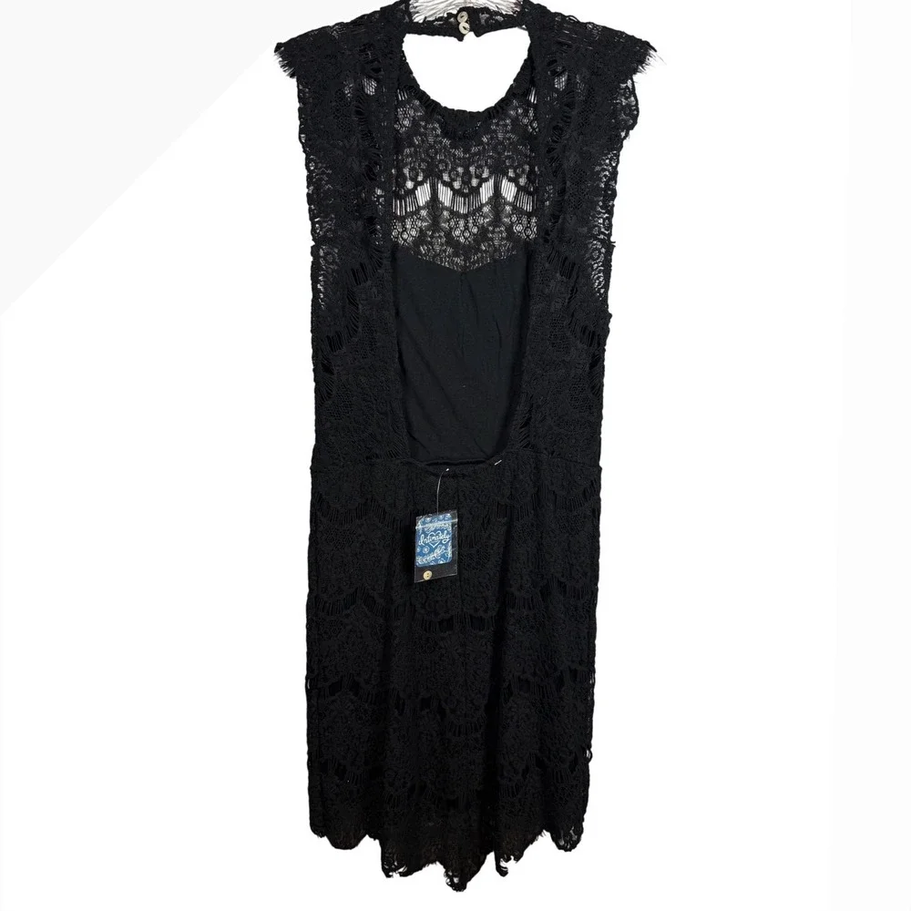 NWT FREE PEOPLE LACE DAYDREAM BODYCON SLIP DRESS BLACK, Size Small